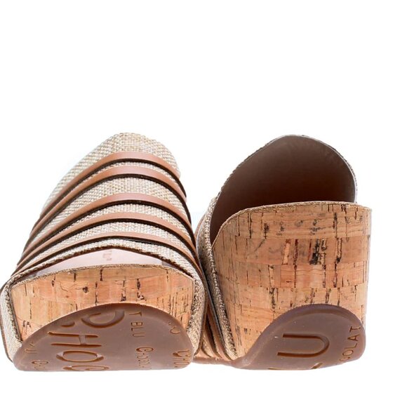 Chocolat Blu Women's Linen Leather Slip-On Cork Platform Wedge Sandal Heels Sz 8 - Picture 2 of 12